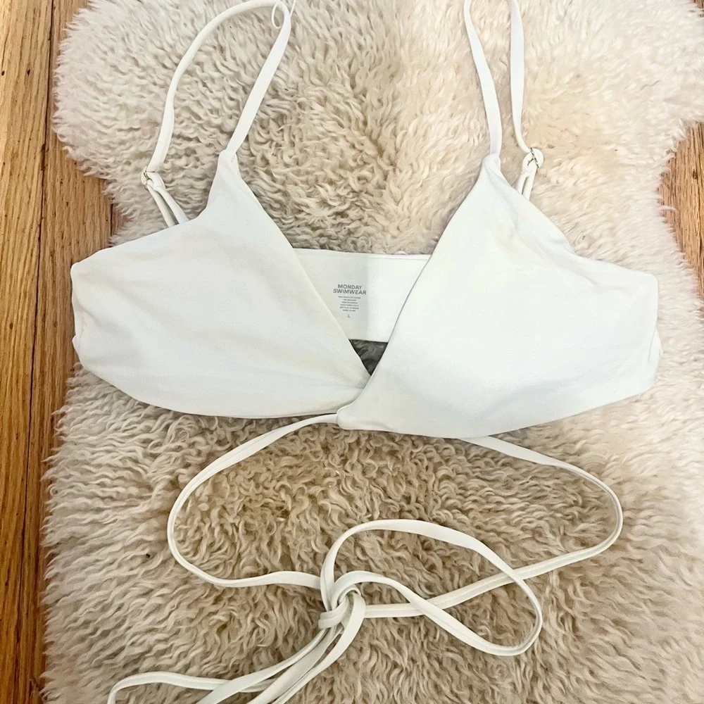 Monday Swimwear White Wrap Triangle Bikini top- Women Swim